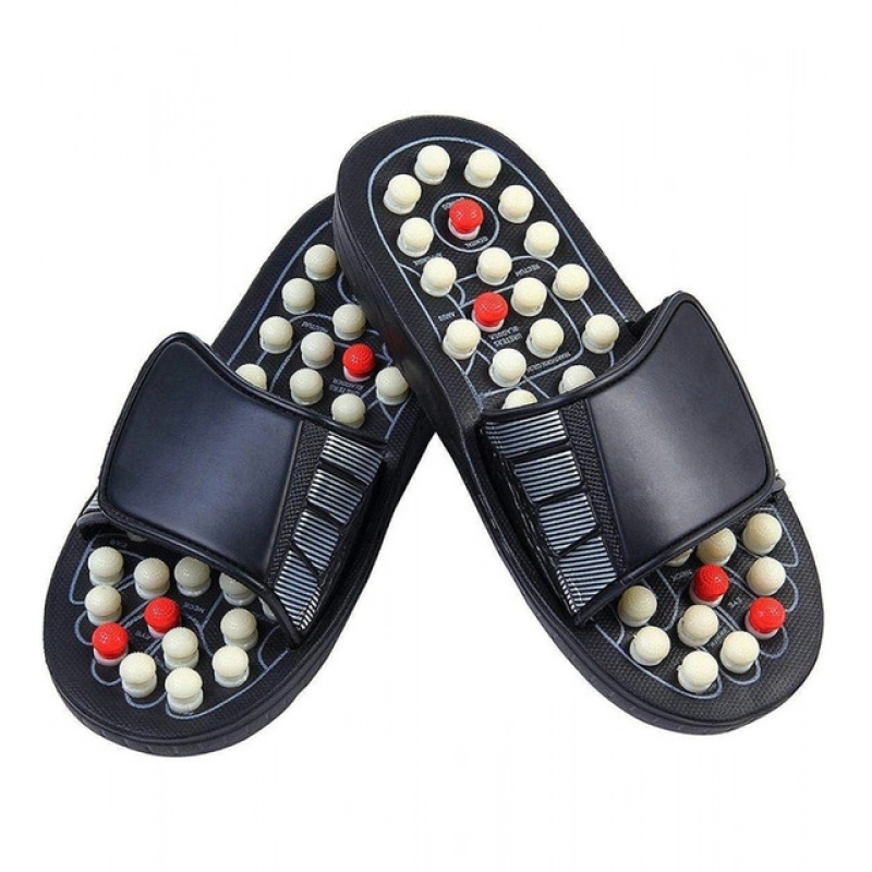 Generic Acupressure And Magnetic Therapy Slippers – Spring Accu Paduka Foot Massager for Blood Circulation (Unisex) (Color: Black) Generic Acupressure And Magnetic Therapy Slippers – Spring Accu Paduka Foot Massager for Blood Circulation (Unisex) (Color: Black)