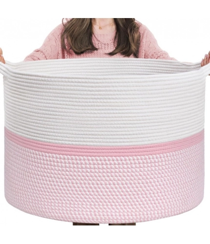 Generic Cotton Dori 16x14 Inch Storage Basket For Clothes With Out Lid (White-Pink-White) Generic Cotton Dori 16x14 Inch Storage Basket For Clothes With Out Lid (White-Pink-White)