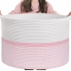 Generic Cotton Dori 16x14 Inch Storage Basket For Clothes With Out Lid (White-Pink-White) Generic Cotton Dori 16x14 Inch Storage Basket For Clothes With Out Lid (White-Pink-White)