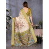 Generic Women's Cotton Silk  Printed Saree With Unstitched Blouse 5.5Mtr (Olive Green)