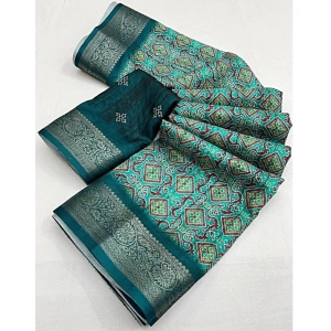Generic Women's Cotton Blend Printed Saree With Unstitched Blouse 5.5Mtr (Rama)