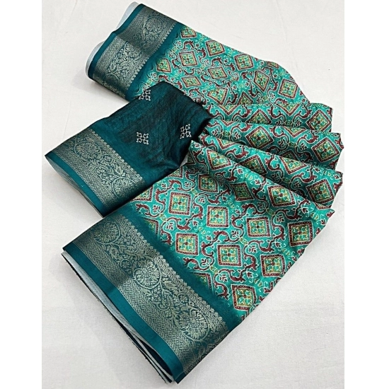 Generic Women's Cotton Blend Printed Saree With Unstitched Blouse 5.5Mtr (Rama) Generic Women's Cotton Blend Printed Saree With Unstitched Blouse 5.5Mtr (Rama)