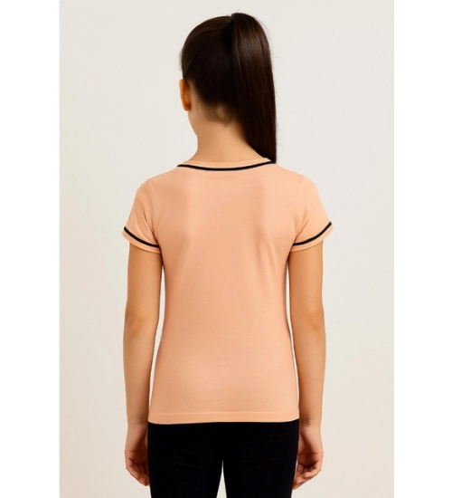 Generic Girl's Cotton Printeded Round Neck T-Shirt (Sandal Beach)