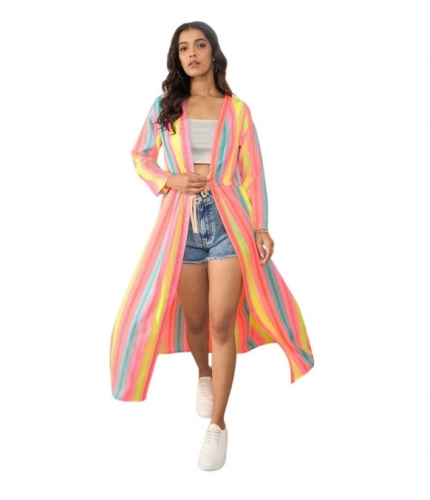 Generic Women's Polyester Crepe Printed Long Sleeves Shrug (Multicolor)