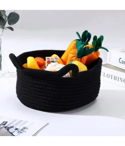 Generic Cotton Pack Of_1 Cat Basket 8x4 Inch Storage Basket For Clothes (Black)