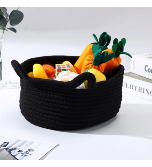 Generic Cotton Pack Of_1 Cat Basket 8x4 Inch Storage Basket For Clothes (Black)
