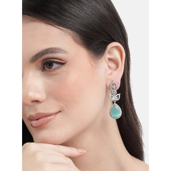 Generic Women's Brass Silver Plated Drop Earrings (Turquoise) Generic Women's Brass Silver Plated Drop Earrings (Turquoise)