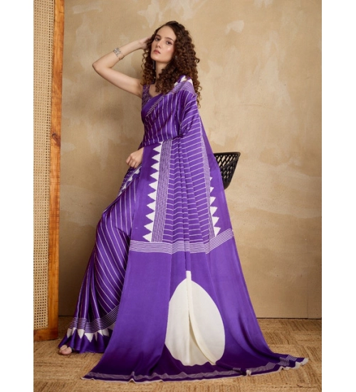 Generic Women's Satin Crepe Printed Saree With Unstitched Blouse 5.5Mtr (Lavender) Generic Women's Satin Crepe Printed Saree With Unstitched Blouse 5.5Mtr (Lavender)