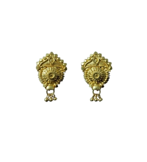 Generic Women's Pack of_2 Brass Gold-Plated Earrings (Gold)