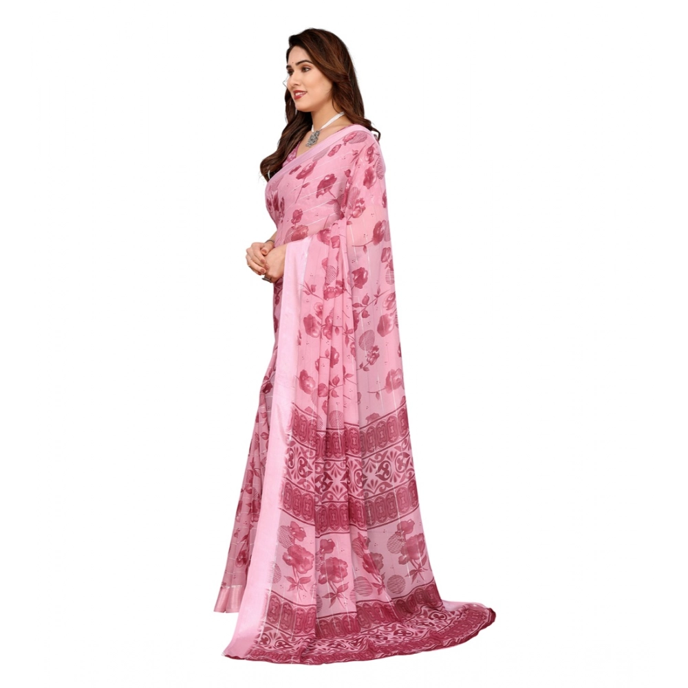 Generic Women's Georgette Printed Saree With Unstitched Blouse 5.5Mtr (Pink) Generic Women's Georgette Printed Saree With Unstitched Blouse 5.5Mtr (Pink)