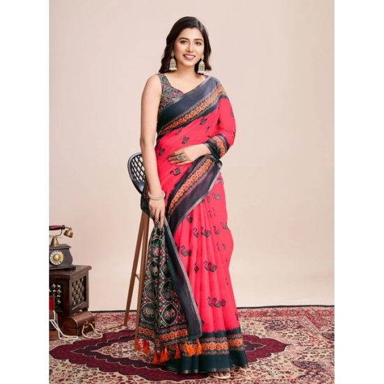 Generic Women's Semi Cotton Digital Print Saree With Unstitched Blouse 5.5Mtr (Red) Generic Women's Semi Cotton Digital Print Saree With Unstitched Blouse 5.5Mtr (Red)
