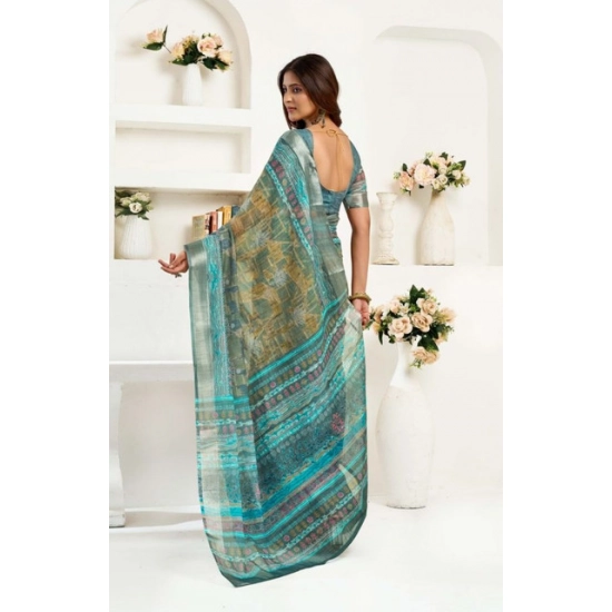 Generic Women's Faux Linen Printed Ready to wear Saree With Unstitched Blouse 5.5Mtr (Multicolor) Generic Women's Faux Linen Printed Ready to wear Saree With Unstitched Blouse 5.5Mtr (Multicolor)