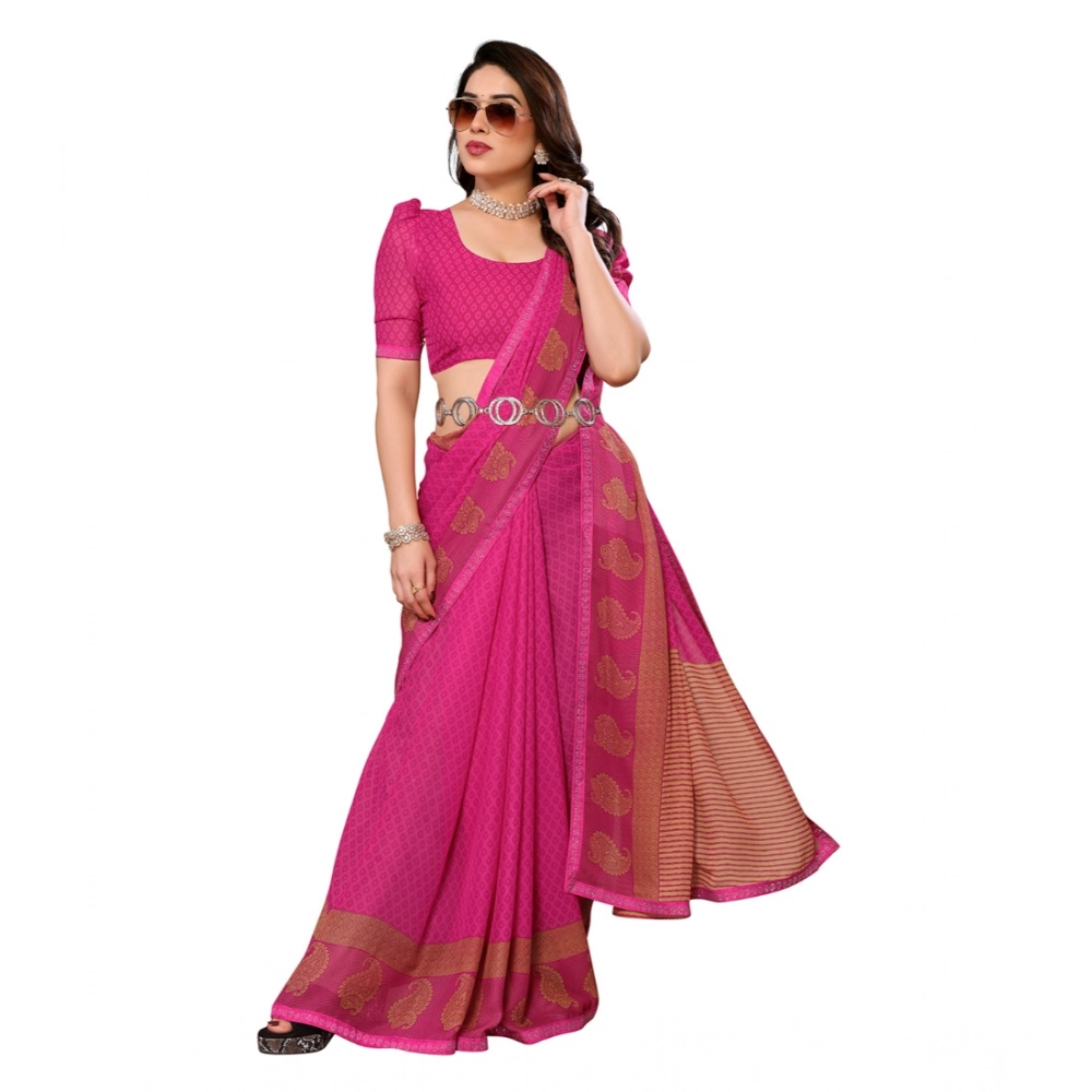 Generic Women's Georgette Printed Saree With Unstitched Blouse 5.5Mtr (Pink) Generic Women's Georgette Printed Saree With Unstitched Blouse 5.5Mtr (Pink)