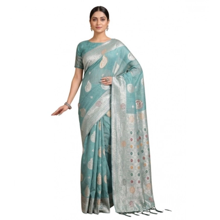 Generic Women's Linen Cotton Printed Saree With Unstitched Blouse 5.5Mtr (Sea Green) Generic Women's Linen Cotton Printed Saree With Unstitched Blouse 5.5Mtr (Sea Green)