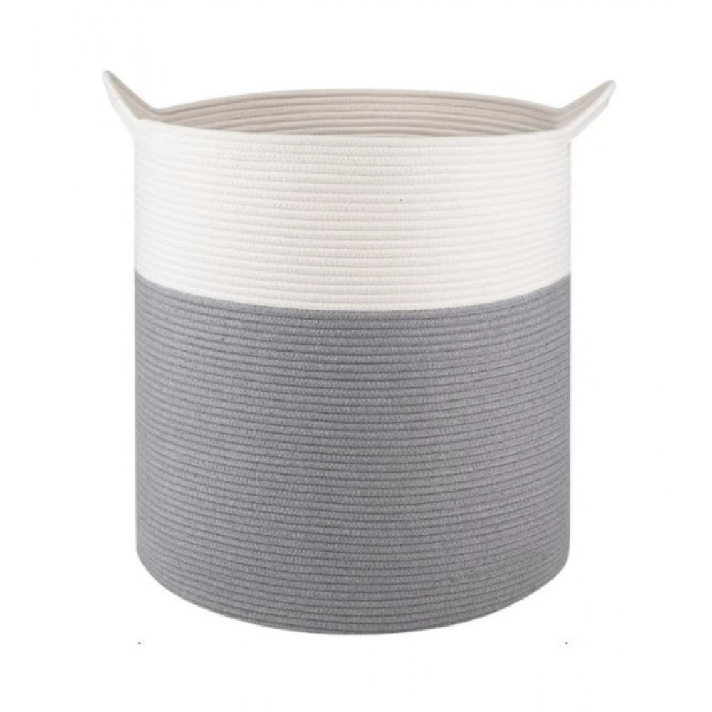 Generic Cotton 12x14 Inch-1 Pcs Storage Basket For Clothes With Out Lid (Gray-White)