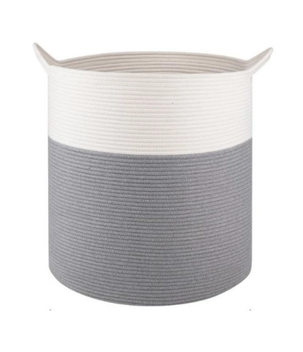 Generic Cotton 12x14 Inch-1 Pcs Storage Basket For Clothes With Out Lid (Gray-White)