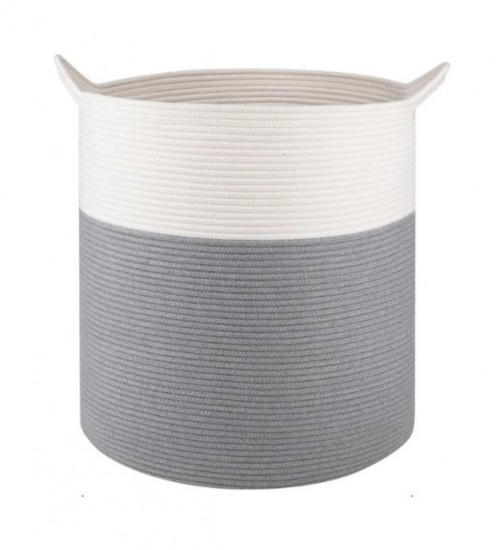 Generic Cotton 12x14 Inch-1 Pcs Storage Basket For Clothes With Out Lid (Gray-White)