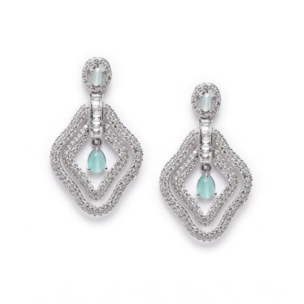 Generic Women's Brass Silver Plated Drop Earrings (Turquoise) Generic Women's Brass Silver Plated Drop Earrings (Turquoise)