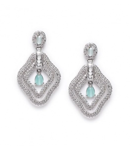 Generic Women's Brass Silver Plated Drop Earrings (Turquoise)