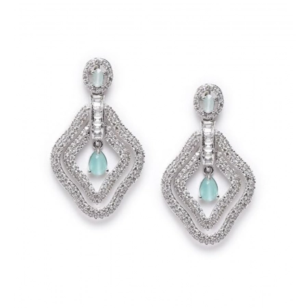Generic Women's Brass Silver Plated Drop Earrings (Turquoise) Generic Women's Brass Silver Plated Drop Earrings (Turquoise)