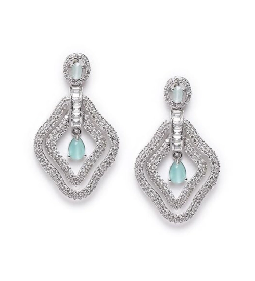 Generic Women's Brass Silver Plated Drop Earrings (Turquoise) Generic Women's Brass Silver Plated Drop Earrings (Turquoise)