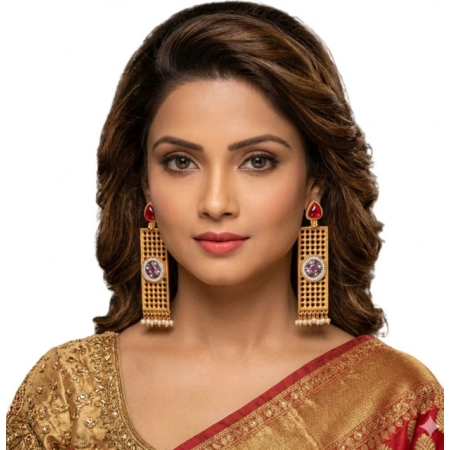 Generic Women's Zinc Alloy Gold Plated Dangler Earrings (Multicolor) Generic Women's Zinc Alloy Gold Plated Dangler Earrings (Multicolor)
