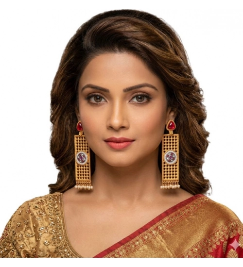 Generic Women's Zinc Alloy Gold Plated Dangler Earrings (Multicolor) Generic Women's Zinc Alloy Gold Plated Dangler Earrings (Multicolor)