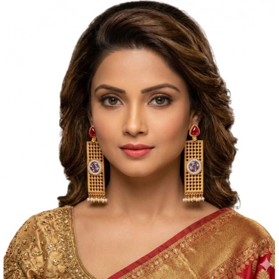 Generic Women's Zinc Alloy Gold Plated Dangler Earrings (Multicolor) Generic Women's Zinc Alloy Gold Plated Dangler Earrings (Multicolor)