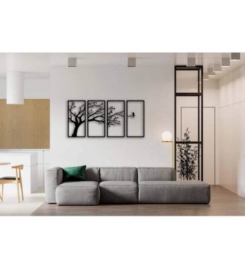 Generic Wooden 3D 4 Pieces Tree Wall Art Panel Frame