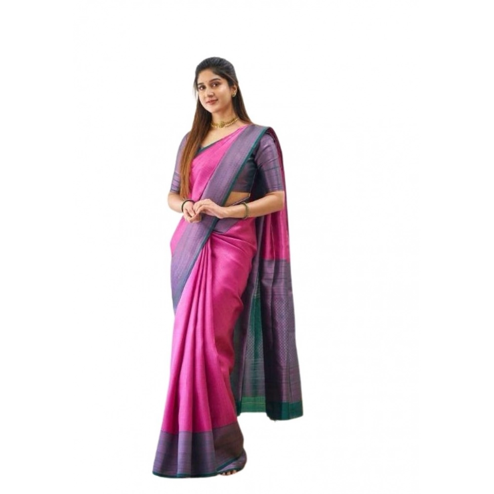 Generic Women's Soft Lichi Silk Printed Saree With Unstitched Blouse 5.5Mtr (Pink) Generic Women's Soft Lichi Silk Printed Saree With Unstitched Blouse 5.5Mtr (Pink)