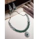 Generic Women's Brass Silver Plated Necklace set (Green) Generic Women's Brass Silver Plated Necklace set (Green)