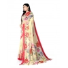 Generic Women's Georgette Floral Printed Saree With Unstitched Blouse 5.5Mtr (Yellow)