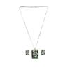 Generic Women's Brass Silver Plated Pendant Set (Green) Generic Women's Brass Silver Plated Pendant Set (Green)