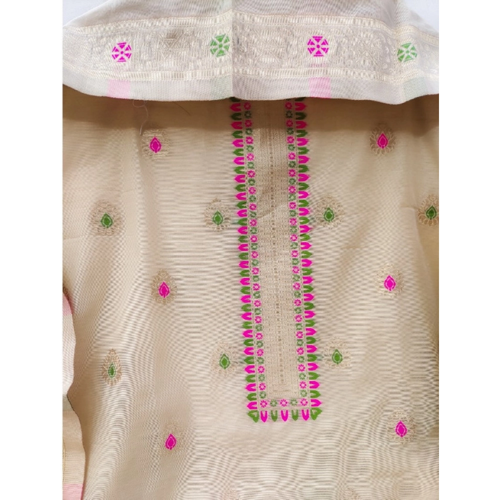 Generic Women's Banarasi Silk Printed Unstitched Salwar Suit Material With Dupatta (Cream, 3Mtrs) Generic Women's Banarasi Silk Printed Unstitched Salwar Suit Material With Dupatta (Cream, 3Mtrs)