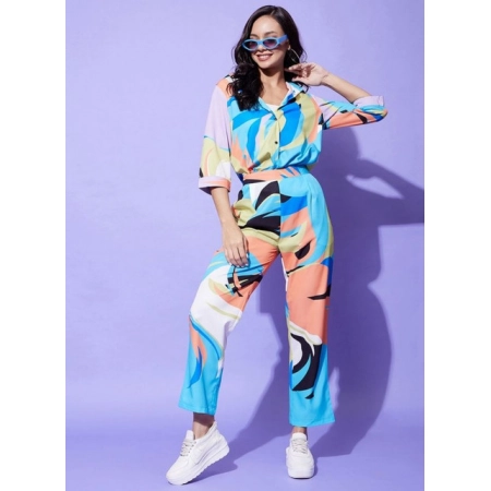 Generic Women's Polyester Colour Blocking 3-4th Sleeve Co-Ord Set (Multicolor) Generic Women's Polyester Colour Blocking 3-4th Sleeve Co-Ord Set (Multicolor)