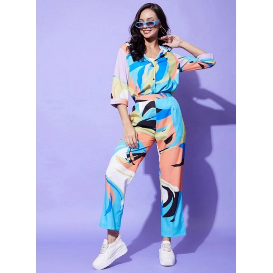Generic Women's Polyester Colour Blocking 3-4th Sleeve Co-Ord Set (Multicolor) Generic Women's Polyester Colour Blocking 3-4th Sleeve Co-Ord Set (Multicolor)