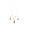 Generic Women's Brass Silver Plated Pendant Set (Orange)