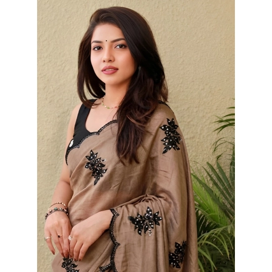 Generic Women's Viscose Silk Embroidered Saree With Unstitched Blouse 5.5Mtr (Brown) Generic Women's Viscose Silk Embroidered Saree With Unstitched Blouse 5.5Mtr (Brown)