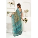Generic Women's Linen Cotton Printed Ready To Wear Saree With Unstitched Blouse 5.5 Mtr (Light_Green)