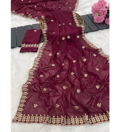 Generic Women's Georgette Embroidered Saree With Unstitched Blouse 5.5Mtr (Red) Generic Women's Georgette Embroidered Saree With Unstitched Blouse 5.5Mtr (Red)