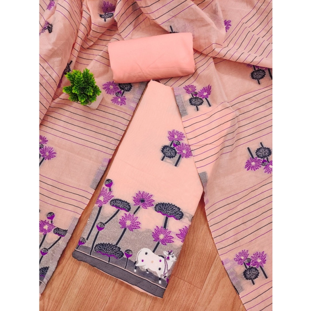 Generic Women's Banarasi Silk Printed Unstitched Salwar Suit Material With Dupatta (Peach, 3Mtrs) Generic Women's Banarasi Silk Printed Unstitched Salwar Suit Material With Dupatta (Peach, 3Mtrs)
