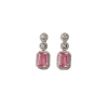 Generic Women's Brass Silver Plated Drop Earrings (Pink) Generic Women's Brass Silver Plated Drop Earrings (Pink)