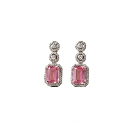 Generic Women's Brass Silver Plated Drop Earrings (Pink) Generic Women's Brass Silver Plated Drop Earrings (Pink)