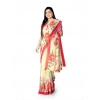 Generic Women's Georgette Floral Printed Saree With Unstitched Blouse 5.5Mtr (Yellow)