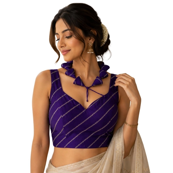 Generic Women's Silk Embellished Sweetheart Neck Sleeveless Readymade Padded Blouse (Purple, Size 38) Generic Women's Silk Embellished Sweetheart Neck Sleeveless Readymade Padded Blouse (Purple, Size 38)