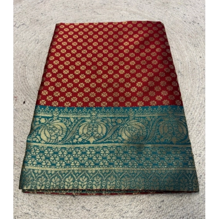 Generic Women's Jacquard Printed Saree With Unstitched Blouse 5.5Mtr (Maroon)