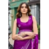 Generic Women's Faux Shimmer Floral Embroidery Ready to wear Saree With Unstitched Blouse 5.5Mtr (Purple) Generic Women's Faux Shimmer Floral Embroidery Ready to wear Saree With Unstitched Blouse 5.5Mtr (Purple)