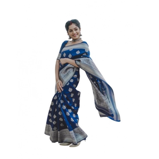 Generic Women's Soft Lichi Silk Printed Saree With Unstitched Blouse 5.5Mtr (Blue) Generic Women's Soft Lichi Silk Printed Saree With Unstitched Blouse 5.5Mtr (Blue)