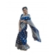Generic Women's Soft Lichi Silk Printed Saree With Unstitched Blouse 5.5Mtr (Blue)