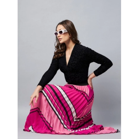 Generic Women's Satin Pleated Elasticated Skirt (Pink) Generic Women's Satin Pleated Elasticated Skirt (Pink)